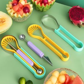 3-in-1 Fruit Digger Fruit Carving Knife Set Cutter Fruit Platter Separator Kitchen Gadgets Watermelon Ice Cream Baller Scoop