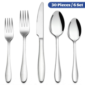 Walchoice 30-Piece Silverware Set, Stainless Steel Flatware Cutlery Set Service for 4, Metal Eating Utensil for Home Restaurant